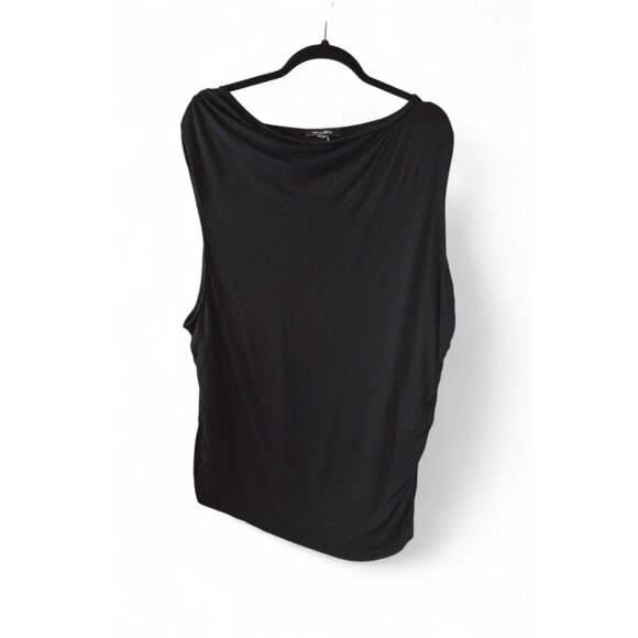 Lea & Viola Women’s Black Sleeveless Draped Neck Top Blouse Size 2XL - Picture 2 of 2
